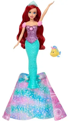 Produktbild von Disney Princess Arielle, von Mensch zu Meerjungfrau verwandelbare Modepuppe mit Fabius und 2 Zubehörteilen, Modepuppe, Weiblich, 3 Jahr(e), Junge/Mädchen, 240 mm, Mehrfarbig