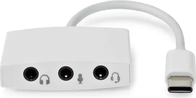 Productafbeelding van USB-C™ adapter | USB 2.0 | USB-C™ (mannelijk) | 3,5 mm (vrouwelijk) | 0,10 m | Rond | Vernikkeld | ABS/PVC | Wit | Behuizing