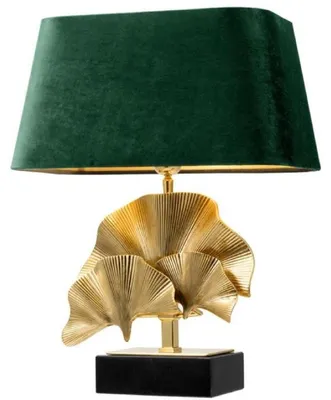 Image de Casa Padrino Lampe de table de luxe couleur laiton / noir / vert 41 x 34 x H. 53 cm - Lampe de table de salon avec socle en granit