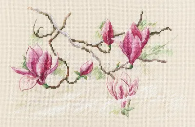Productafbeelding van RTO Kruisstikset "Magnoliebloemen" M732, telpatroon, 25,5 x 16,5 cm