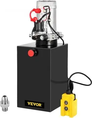 Image de VEVOR Pompe hydraulique simple effet 15 L Remorque à benne basculante, Pompe hydraulique Centrale hydraulique Centrale simple effet 12 V 3200 PSI Pression de service max. Pression 1,6-3 kW