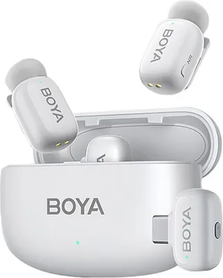 Obrázek produktu pro BOYA mini One-Trigger-Two 2.4G bezdrátový mikrofonní systém Telefonní mikrofon Mini Clip-on mikrofon AI Voice Change Inteligentní redukce šumu 100M přenosový dosah Náhrada pro iPhone 14/13/12/11 Type-C Android Smartphones