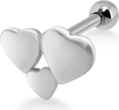 Produktbild von Helix Ohrpiercing 925 Sterling Silber Herzen in verschiedenen Farben Material - Silber Verschlusskugel - 3 mm