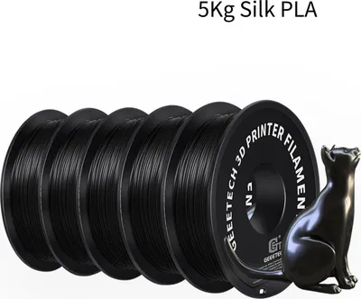 Obrázek produktu pro Filament pro 3D tiskárny – Silk PLA 1,75 mm – hladký lesklý povrch – cívka 343 m – pro FDM tiskárny – černá