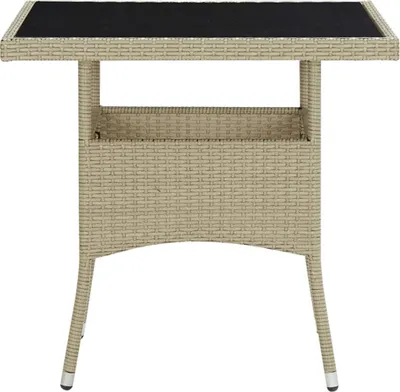 Imagen del producto de vidaXL Juego de mesa de jardín de 5 piezas, fabricado en ratán sintético y con superficie de vidrio, color beige