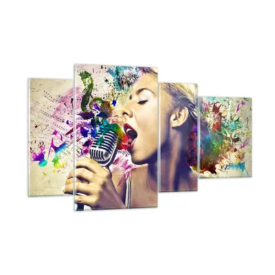 Produktbild von Bilder auf glas - Singen mikrofon energie - 120x70cm - Glasbilder - Wandbilder - Kunstdruck - zum Aufhängen bereit - Wanddekoration aus Glas - Glas Bilder - Wandbild auf Glas - GDL120x70-2622