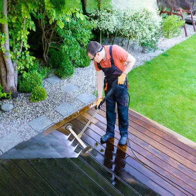 Produktbild von Hochdruck Bodenreiniger - Terrassenreiniger - 4000 psi - Wasserbesen - hellgrau - SUIXI mit Verlängerungsstangen
