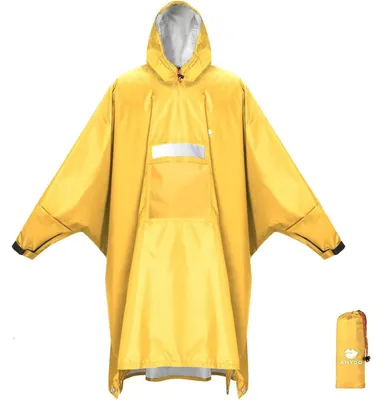 Produktbild von Regenponcho mit Kapuze und Ärmeln, wasserdicht, belüftet, Einheitsgröße, C-Gelb