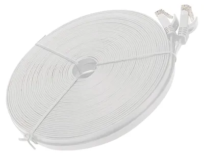 Image de Câble réseau Gigabit, longueur 20 m, débit 1 000 Mbps, connecteur RJ45, câble réseau CAT6, câble Ethernet pour routeurs et ordinateurs portables, blanc