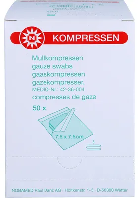Image de MULLKOMPRESSEN 7,5X7,5CM 8F STERIL, 50X2 St COM