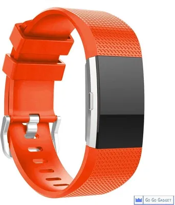 Immagine prodotto di Bracciale per orologio | compatibile con Fitbit Charge 2 | cinturino sportivo in silicone | fitness tracker | arancione | grande
