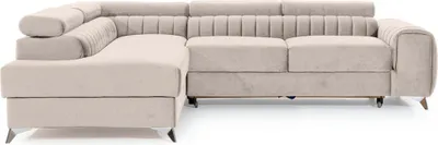 Image de Best Mobilier Talisay - canapé d'angle gauche - 5 places - convertible avec coffre - en velours , Beige