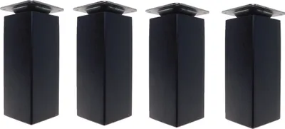Obrázek produktu pro Dřevěné nábytkové nohy 8 cm čtvercové 5x5 cm černé lakované, 4 kusy pro DIY projekty a moderní nábytek