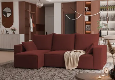 Produktbild von 4ALLHOME Ecksofa mit Schlaffunktion TOBI, Couch, Sofa mit Bettkasten, Eckcouch, L-Form Velo 628 Rotwein
