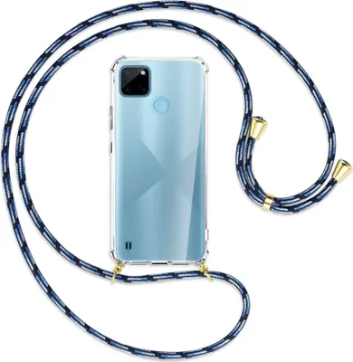 Produktbild von Handykette Backcover-Schutzhülle mit Band (Metall goldfarben) für  Realme C21Y /C25Y - Blautöne
