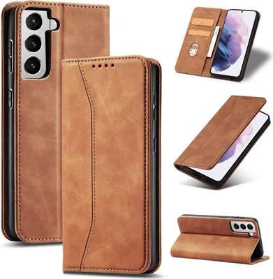 Produktbild von König Design Hülle kompatibel mit Samsung Galaxy S21 Plus Kunstleder Handyhülle - Handy Case Braun