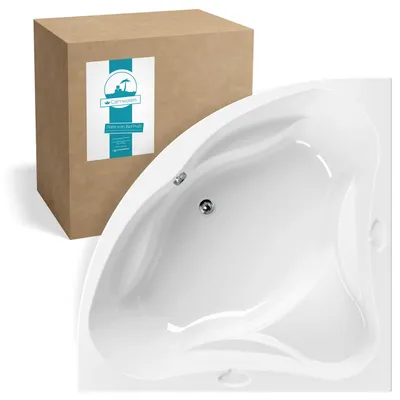 Produktbild von Calmwaters® Eckbadewanne 140x140 cm mit Sitz, Acrylwanne Original, Duo-Badewanne für zwei Personen, Sitzbadewanne, Maße 140 x 140 cm, Eck-Badewanne in Weiß, 02SL3013