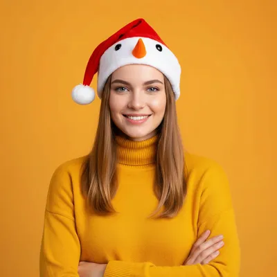 Image de Bonnet de Noël, motif bonhomme de neige, 30 x 45 cm, Image générée par une IA