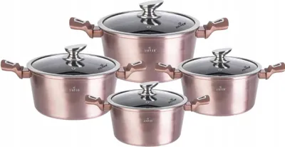 Image de 8 pcs. Batterie de cuisine à induction Set de casseroles + couvercle Aluminium