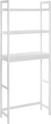 Obrázok produktu pre Bambusová a oceľová polica, 3 poschodia, biela, 63×26×170 cm