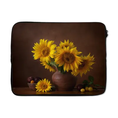 Produktbild von MuchoWow® Laptop Hülle 15 Zoll Sonnenblumen - Vase - Stilleben Laptoptasche - Laptoptasche - Sleeve - Rundum-Schutz