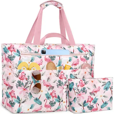 Produktbild von Strandtasche XXL 50 l, blau-weiße Streifen, wasserdicht, faltbar, mit Reißverschluss, für Urlaub