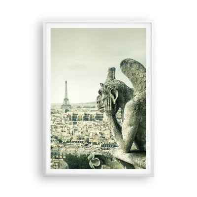 Produktbild von Gerahmtes Poster - Weißer Rahmen - Wasserspeier Paris Notre-Dame - 70x100 cm - Wand Bild - Wanddeko - Wandbilder - Kunstposter - Wandposter - Bilderrahmen - Bilder - Kunstdruck - P2WPA70x100-4544