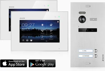 Produktbild von Video Türsprechanlage mit Smartphone App für 2 Familienhaus, 2x Monitore, Balter EVO WLAN