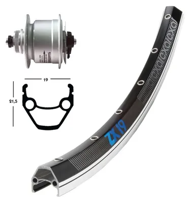 Produktbild von Montiertes Rad Exal 622-19 – Vorderrad 100/9 mm Dynamo DH-3D72 36 Löcher CL