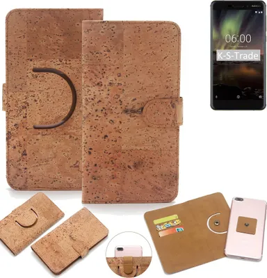 Produktbild von K-S-Trade Handy-Hülle Schutz-Hülle kompatibel mit Nokia 6.1 Handyhülle Schutzhülle Korkhülle Kork-Hülle 1x