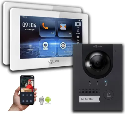Produktbild von IP Gegensprechanlage | 7 Zoll Monitor | Anthrazit : 2 Monitore : 7 Zoll Weiß : Unterputzdose Monitor Anzahl: 2 Monitore Monitor Farbe: 7 Zoll Weiß Montage: Unterputzdose