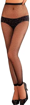 Produktbild von Fohevers Glitzer Netzstrumpfhose Fußlos für Damen Netz Leggins Fußlose Strumpfho