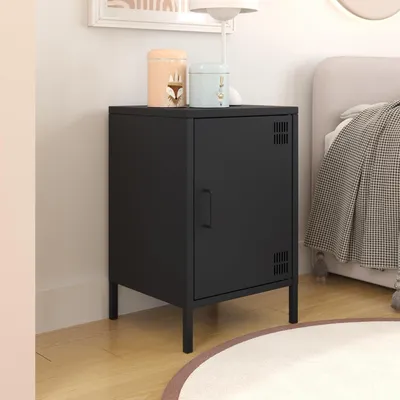 Produktbild von Retro Nachttisch aus Metall mit praktischen Stauraum