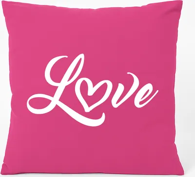 Produktbild von Huuraa Kissen Love Herz Hearth 40x40cm mit Füllung Fuchsia Baumwolle Dekokissen Geschenkidee