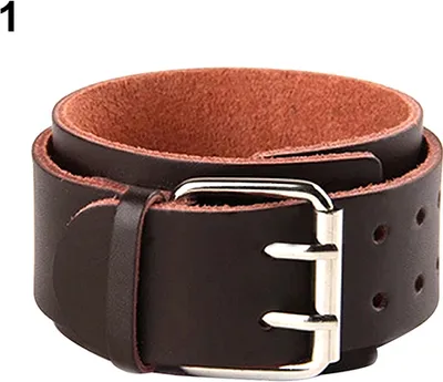 Produktbild von Verstellbares 2-lagiges Herren-Armband aus Kunstleder mit Schnalle und Manschette-Braun