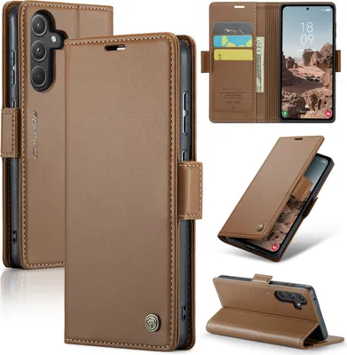 Produktbild von Galaxy A55 Hülle, Leder Brieftasche Kartenfach Schutzhülle mit Standfunktion für Samsung Galaxy A55 Braun