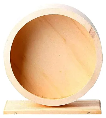 Produktbild von Hamster Holz Laufrad - Heimtrainer für Kleintiere mit Holzhalterung (Durchmesser 21cm)