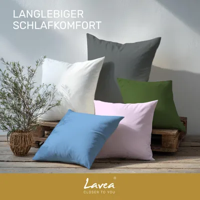 Produktbild von Kissenbezug 80x80 cm Anthrazit 2er Set Lavea® Baumwolle Dekokissen