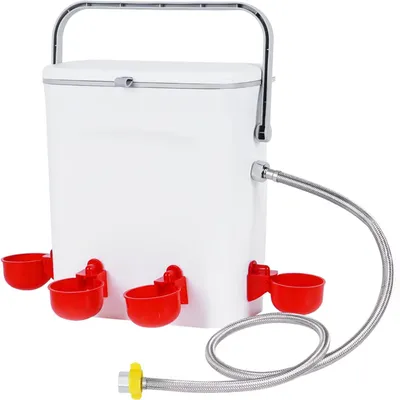 Produktbild von Hühnertränke 9 l, 4 Wassernäpfe, 1 m Schlauch, für Hühner