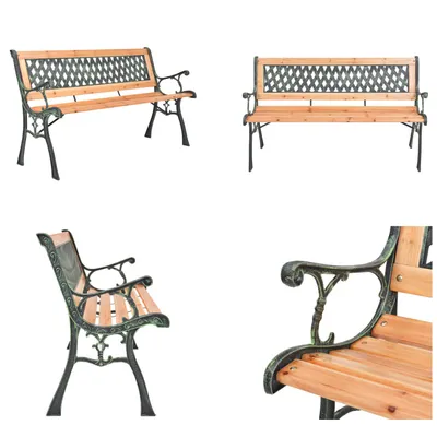 Productafbeelding van vidaXL Tuinbank 116 cm, gietijzer en massief grenenhout - Tuinbank - Tuinbanken - Tuinmeubels - Tuinstoel