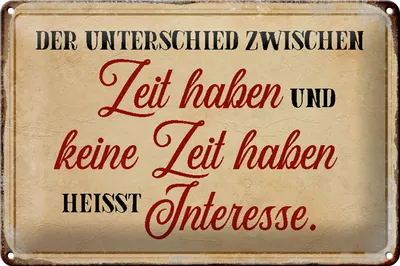 Produktbild von Blechschild Spruch 30x20cm Unterschied Zeit haben Schild