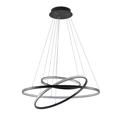 Produktbild von Lucande LED-Pendelleuchte Ezana, schwarz, Metall, Ø 80cm