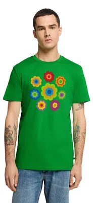 Produktbild von Spreadshirt 70er Jahre Hippie Flower Power Kostüm Blumen Fasching Männer Premium T-Shirt, XL, Grün