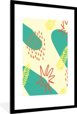 Produktbild von MuchoWow® Gerahmtes Poster Sommer - Blätter - Tropfen 60x90 cm - Poster mit Schwarzem Bilderrahmen Wandposter Rahmen Foto Bilder - Dekoration - Wandposter Wohnzimmer - Hochwertig