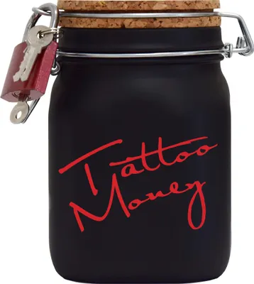Produktbild von Spardose Geld Geschenk Ideen Tattoo Money Schwarz Rot Größe L 1 Liter