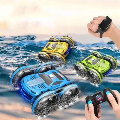 Productafbeelding van Afstandsbedieningsauto voor kinderen, 2.4 GHz, dubbelzijdig, 360° draaibaar, stuntauto met omrolfunctie, 4WD, off-road driftauto, speelgoed voor jongens van 6-12 jaar, groen