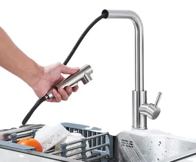 Imagen del producto de Grifo de cocina, con caño extensible, monomando, acabado en níquel cepillado