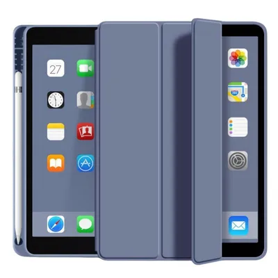 Obrázek produktu pro ZELURXX iPad 10,2 palcové pouzdro (iPad 7/8/9), tekutý silikon, s držákem na pero, Smart Sleep, více úhlů, tenké a odolné proti nárazům, fialové
