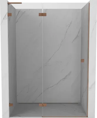 Image de Mexen Lunar L portes de douche pivotantes gauches 140 cm, transparent, cuivre brossé - 834L-140-000-65-00-L