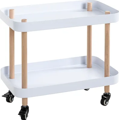 Produktbild von HAKU Beistelltisch Regal auf Rollen Servierwagen natur, weiß - Massivholz, Metall, B/H/T: 50x47x30 cm